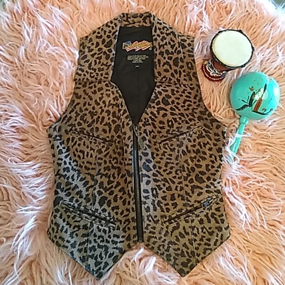 Vintage Leopard Print Easy Riders Vest